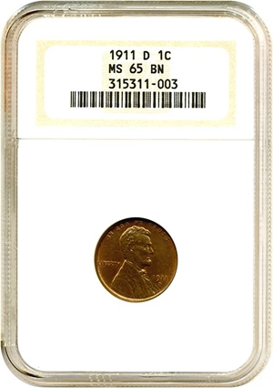 image for: 1911-D 1c NGC MS65 BN