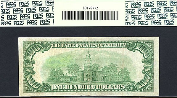 image for: Fr.2405 1928 $100 Gold Seal and Serial Numbers PCGS Apparent VF30  [A00858761A] 