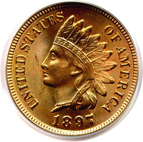 image for: 1897 1c  PCGS MS64 RD