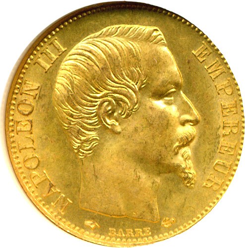 image for: France: 1857-A 20 Fr  NGC MS65  (KM-781.1)