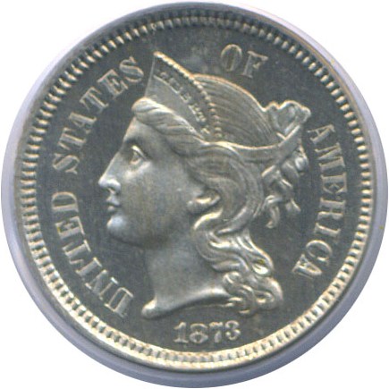image for: 1873 3cN Closed 3 PCGS Proof 65 Cameo