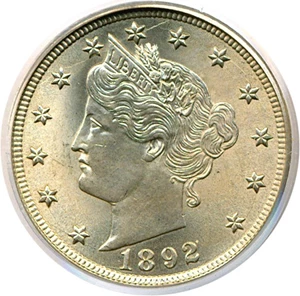 image for: 1892 5c PCGS MS64