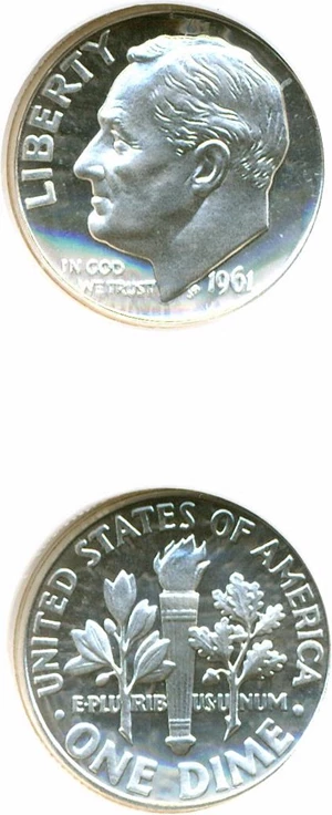 image for: 1961 10c NGC Proof 69 UCameo
