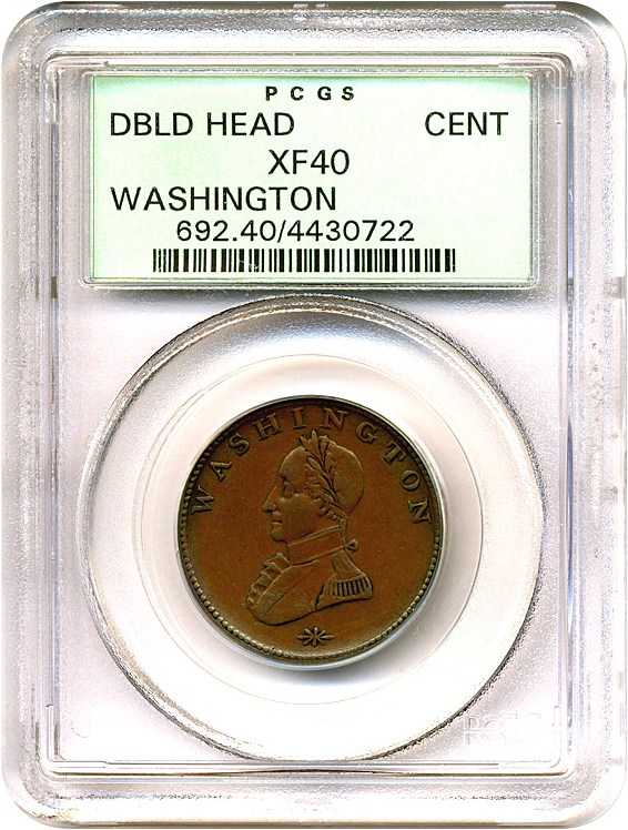 image for: Doubled Head Cent Washington PCGS XF40