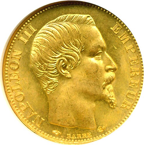 image for: France: 1857-A 20 Fr  NGC MS65  (KM-781.1)