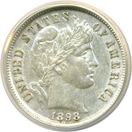 image for: 1898 10c  ANACS XF45 (Die Breaks)