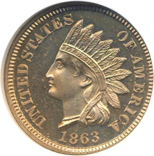image for: 1863 1c NGC Proof 65 Cameo