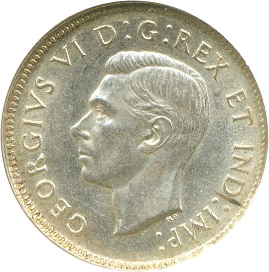 image for: Canada: 1947 25C Maple Leaf NGC AU58 