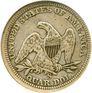image for: 1864-S 25c NGC VF35