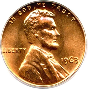 image for: 1963 1c PCGS MS66 RD