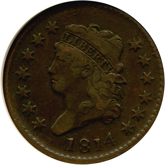 image for: 1814 1c Cross 4 NGC VF30 BN