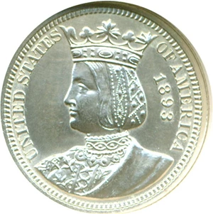 image for: 1893 25c DGS AU50 Isabella (Cleaned)