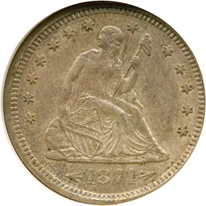 image for: 1874-S 25c Arrows NGC AU58