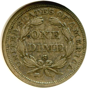 image for: 1860-S 10c ANACS XF45