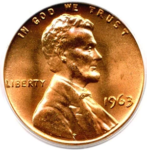 image for: 1963 1c PCGS MS66 RD
