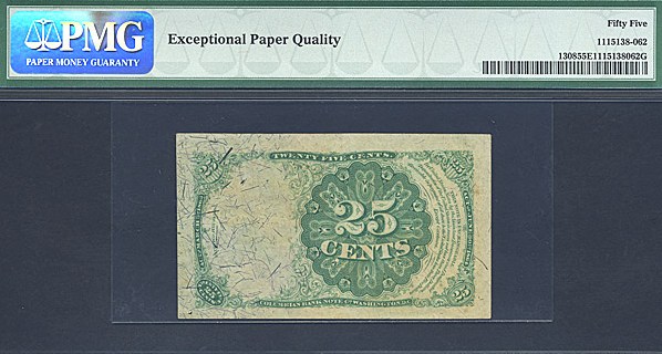 image for: Fractional Currency: Fr.1308  25-Cent Bust of Robert Walker. PMG AU55 EPQ