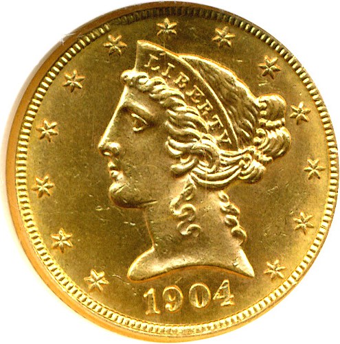 image for: 1904-S $5  NGC MS63 