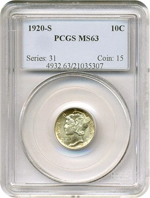 image for: 1920-S 10c PCGS MS63