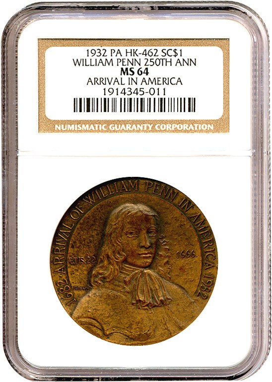 image for: 1932 PA SC$1 William Penn 250th Anniv (HK-462) NGC MS64 