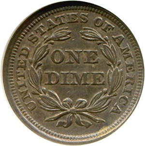 image for: 1853 10c No Arrows ANACS XF45 (Breen-3276)