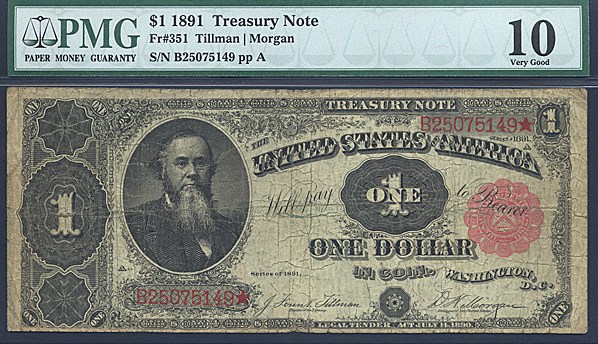 image for: Fr.351 1891 $1  PMG VG10  [B25075149]