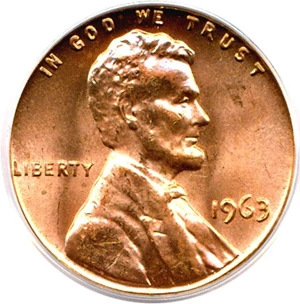 image for: 1963 1c PCGS MS66 RD