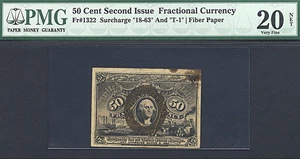 image for: Fractional Currency: Fr.1322 50-Cent Head of George Washington in bronze oval frame. PMG Net VF20