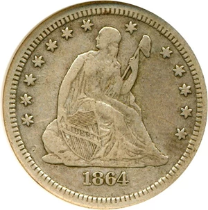 image for: 1864-S 25c NGC VF35
