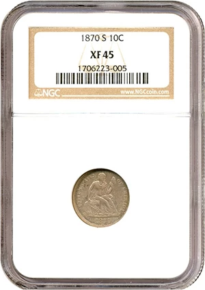 image for: 1870-S 10c NGC XF45