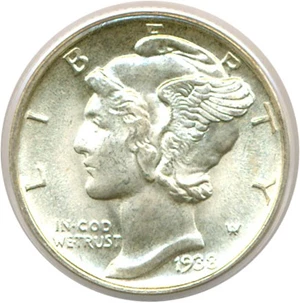 image for: 1938-D 10c PCGS MS65 FB