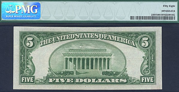 image for: Fr.2307 1934A $5 North Africa PMG AU58  [K60873974A]