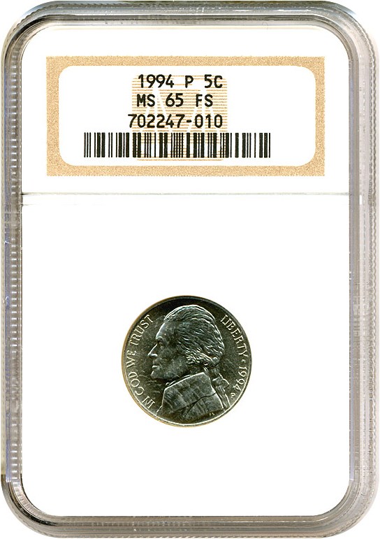 image for: 1994-P 5c  NGC MS65 FS