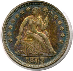 image for: 1843 H10c PCGS AU55 *Color*