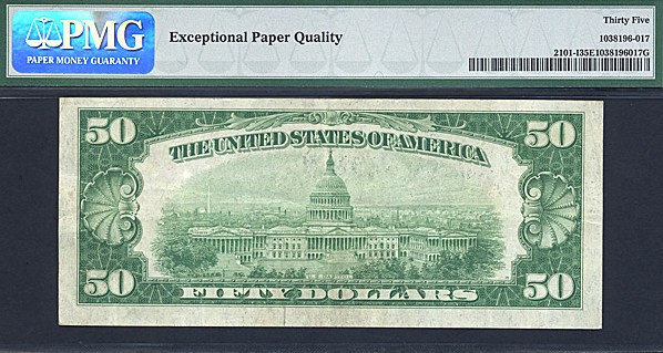 image for: Fr.2101I 1928A $50  PMG VF35 EPQ [I00105930A]