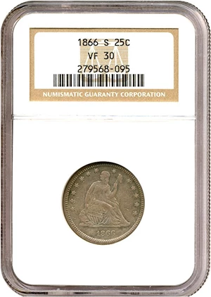 image for: 1866-S 25c NGC VF30