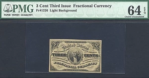 image for: Fractional Currency: Fr.1226 3-Cent Head of George Washington. PMG Choice CU64 EPQ
