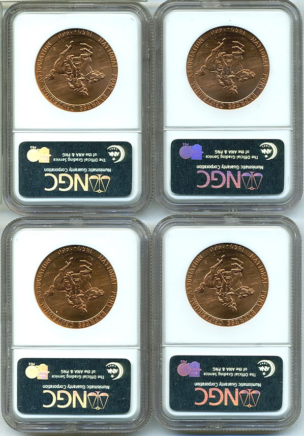 image for: 4 Piece Group: 1960 SC$1 Pony Express Centennial Medal (HK-583) NGC MS64/65 RD (2 each)