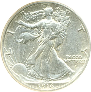image for: 1916-D 50c DGS AU55 (Lightly Cleaned)