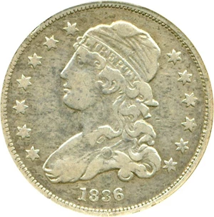 image for: 1836 25c DGS VF20 (Lightly Cleaned)