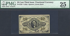 image for: Fractional Currency: Fr.1255 10-Cent Head of George Washington PMG VF25