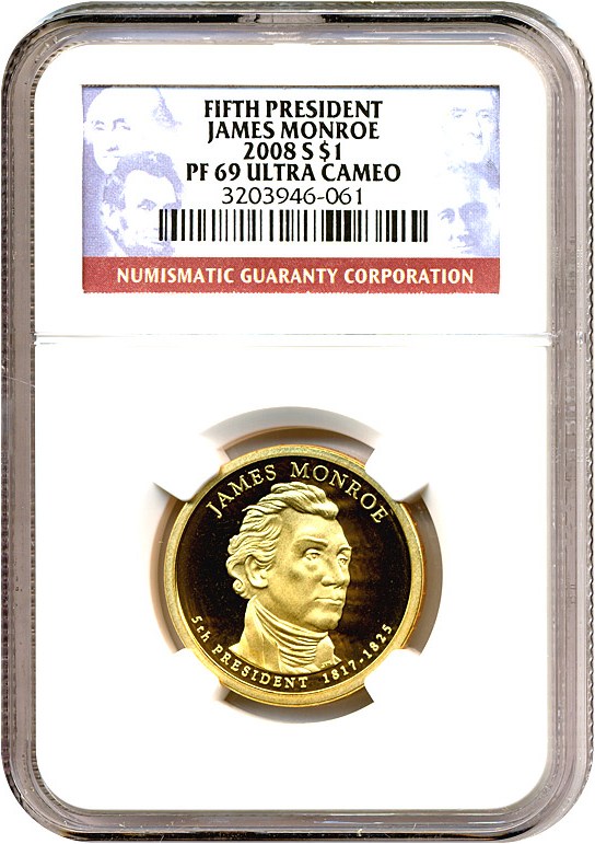 image for: 2008-S $1 James Monroe NGC Proof 69 UCameo