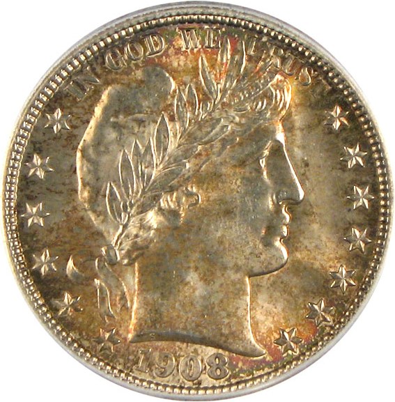 image for: 1908 50c  PCGS MS65 * Color *