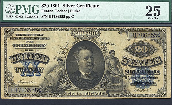 image for: Fr.322 1891 $20  PMG VF25  [H1786555]