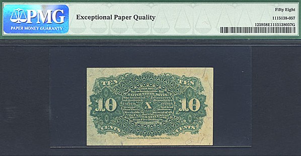 image for: Fractional Currency: Fr.1259  10-Cent Bust of Liberty. PMG AU58 EPQ