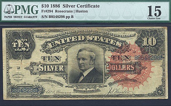 image for: Fr.294 1886 $10 Tombstone PMG F15  [B8548298] (Minor splits)