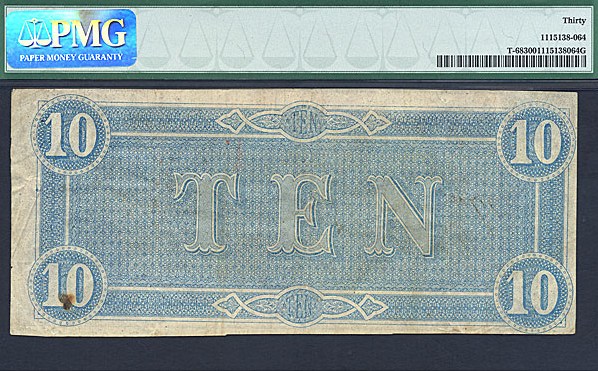 image for: Fr.T68 1864 $10 CSA PMG VF30  [91702]