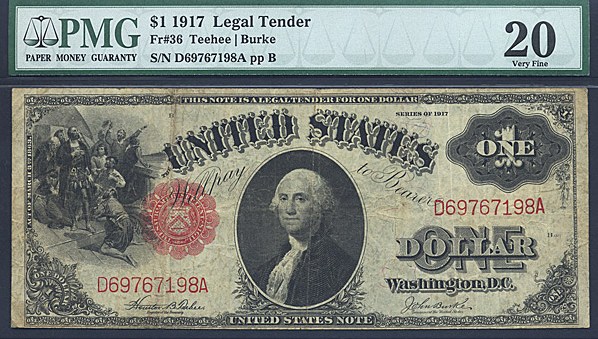 image for: Fr.36 1917 $1 Sawhorse PMG VF20  [D69767198A]