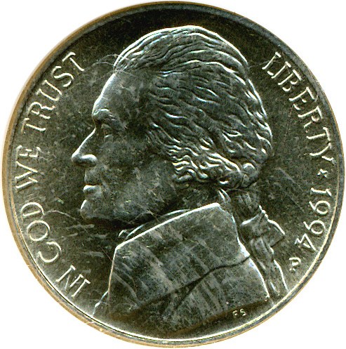 image for: 1994-P 5c  NGC MS65 FS