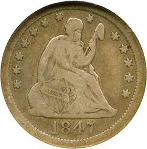 image for: 1847 25c DGS F12 (Lightly Cleaned)