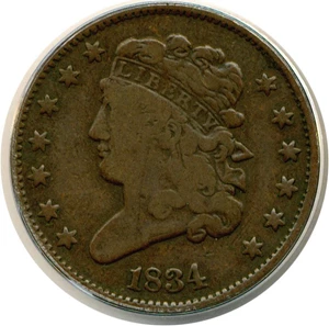 image for: 1834 1/2c ANACS F12 BN